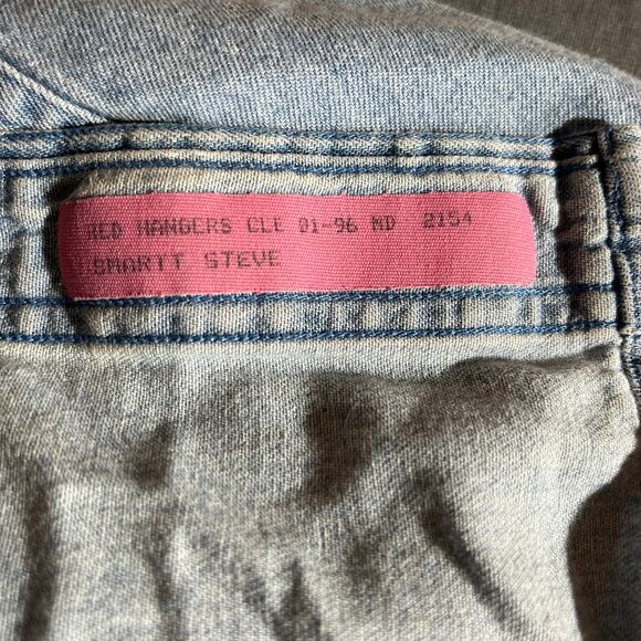 Chaps Ralph Lauren Dress Shirt Mens Size 16.5 34/35 Blue Denim Button Down FLAW - Picture 15 of 16